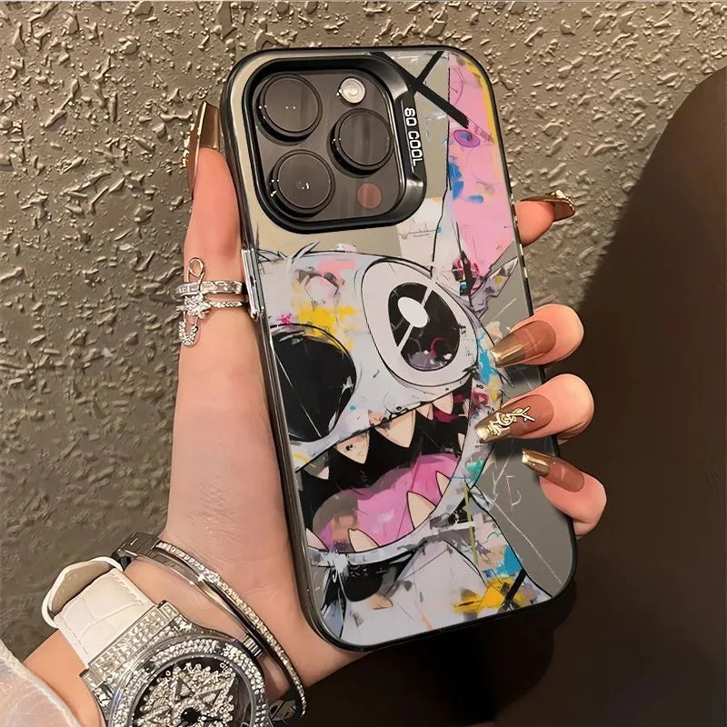 Cute Graffiti Stitchs Phone Case For iPhone 16 15 14 13 12 11 Pro Max X XR XSMAX 8 7 Plus Candy Matte Shockproof Back Cover