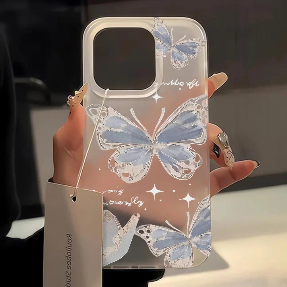 Gold Butterfly Soft TPU Case For iPhone 13 11 12 14 15 17 16 Pro Max Funda iPhone 12 13 Mini Plus Translucent Clear Phone Cover