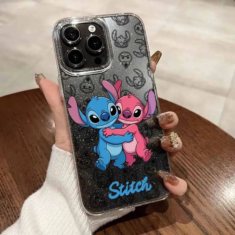 Cute Stitch Angel Couple Love For Apple iPhone 17 17Air 16 15 14 13 12 XS XR 8 7 Pro Max Plus Translucent Phone Case Funda Cover
