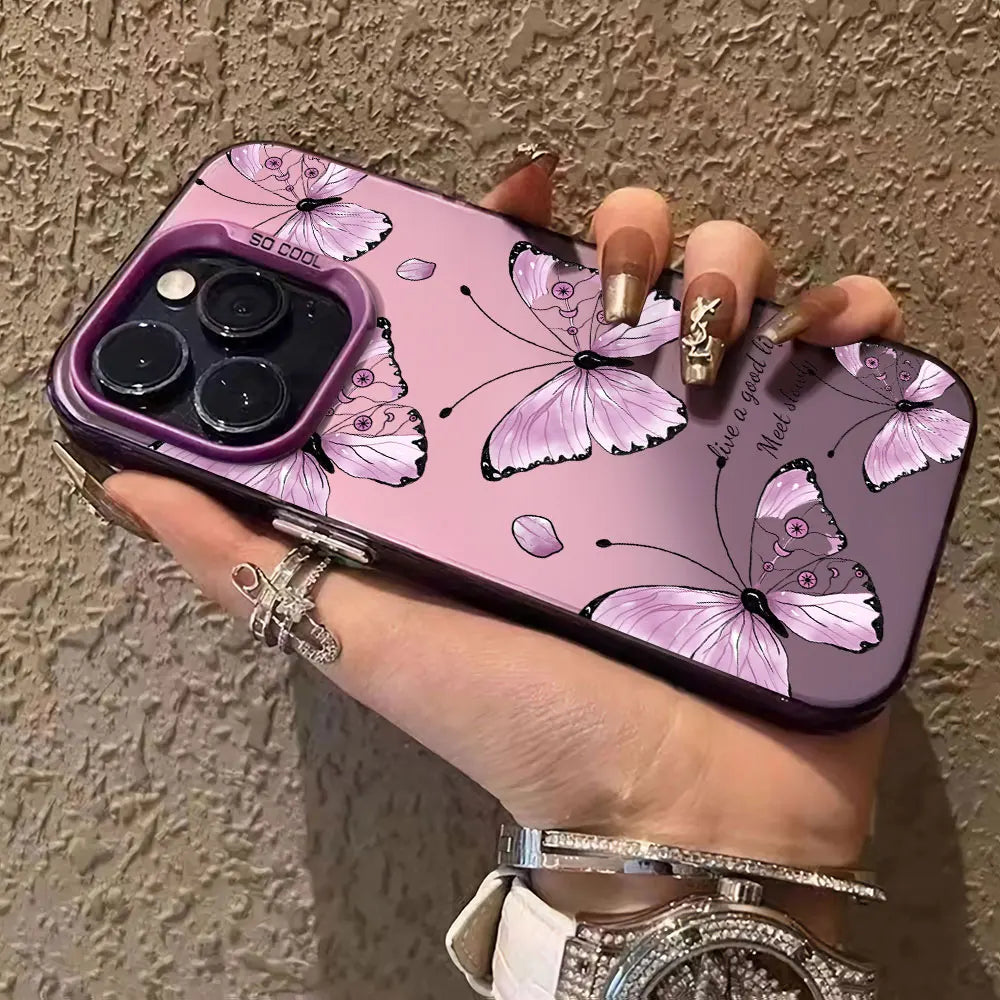 For Samsung Galaxy A06 A16 Case Luxury Fashion Butterfly Silver IMD Phone Case For Samsung A06 A16 Matte Color Cover Funda