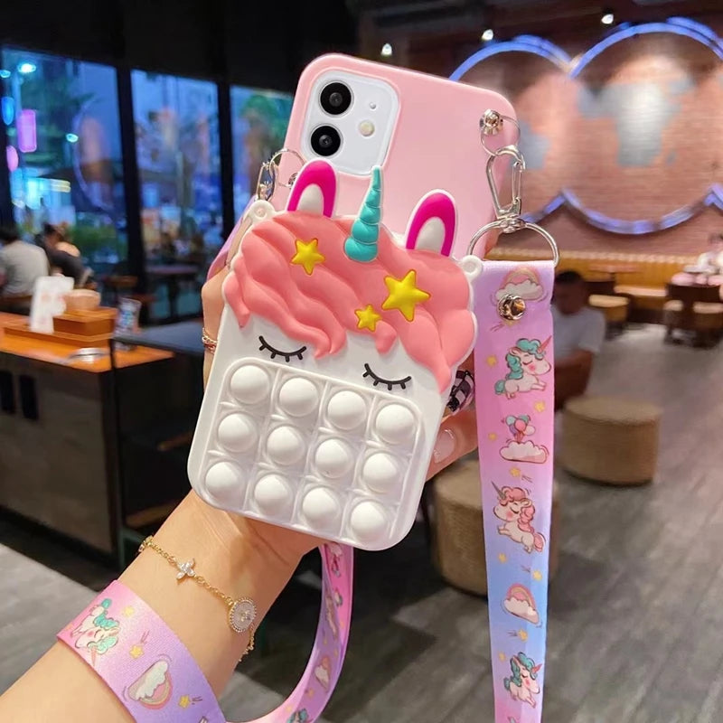 Coin Purses Pop Unicorn Case For Xiaomi Redmi Note 11 10 9 Pro Max 10S 9S 8 7 6 Pro 9T 8T 9A 9C 8A 7A Unicorn Bubble Wallet Case