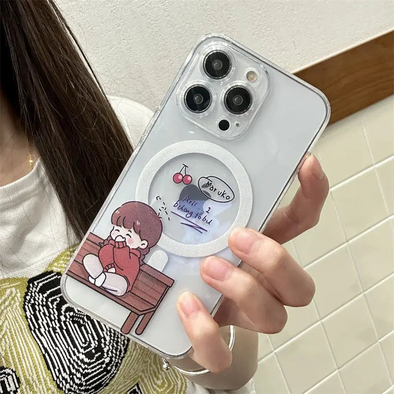 New Couple Funny Cute Girl Magsafe Magnetic Phone Case for Samsung Galaxy S25 S24 S23 S22 S21 S20 FE Plus Ultra 5G Soft Cover