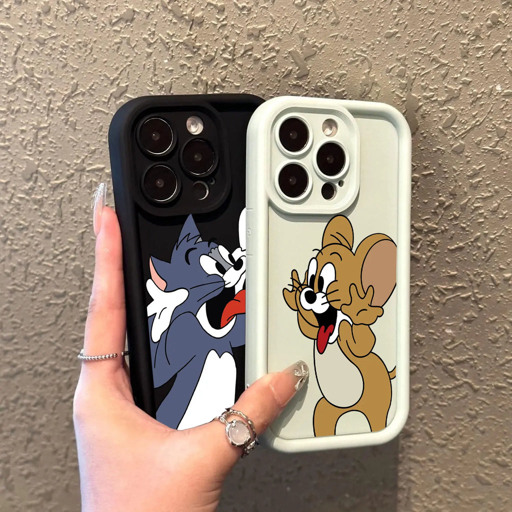 Cartoon Cute Toms Jerrys Phone Case for iPhone 16 15 14 13 12 11 Pro Max Mini XR XS X 7 8 6 6s Plus Soft TPU Back Cover