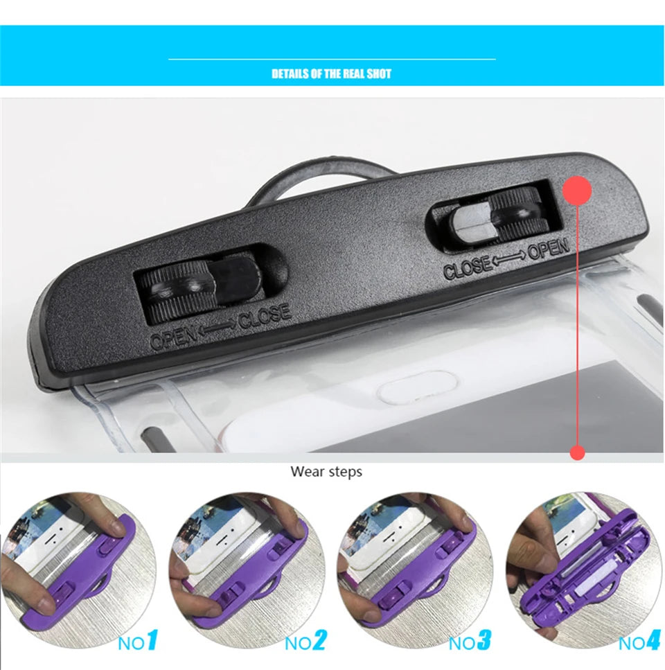 IP68 Universal Waterproof Phone Cases Bag For iPhone 16 15 14 13 12 11 Pro Max X Xiaomi Samsung S24 Ultra Swim Cover Accessories