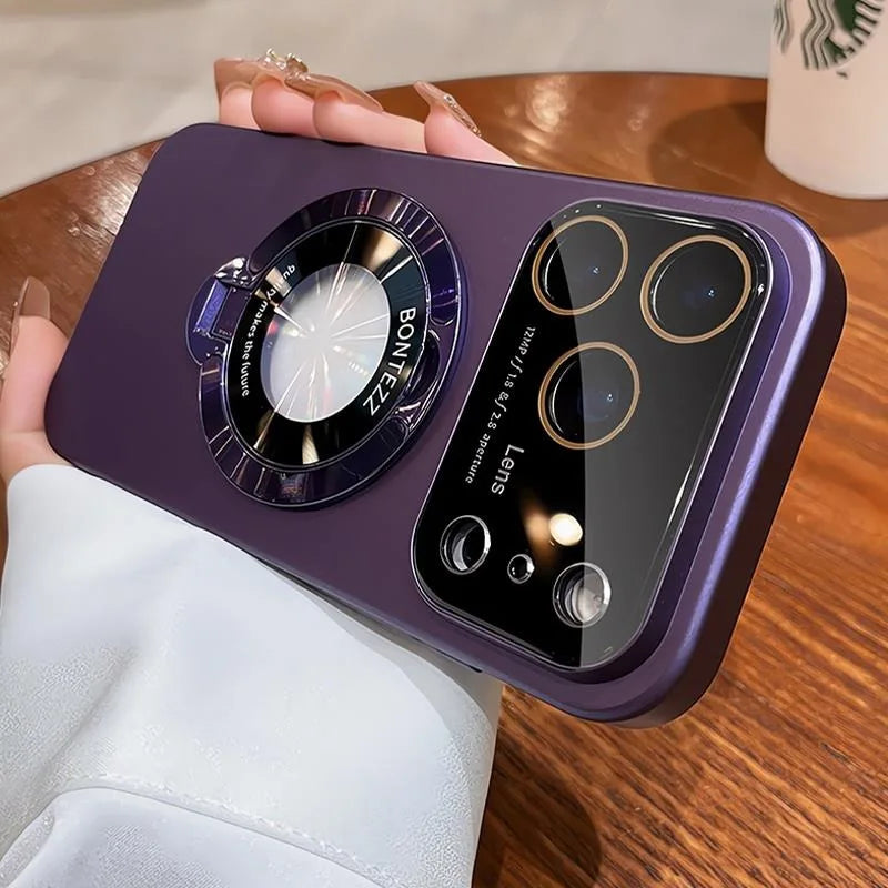 for Magsafe Bracket Matte Hard Case for iPhone 17 16 15 Pro Max Plus 17 Air 11 12 13 14 Magnetic Stand Camera Protector Cover