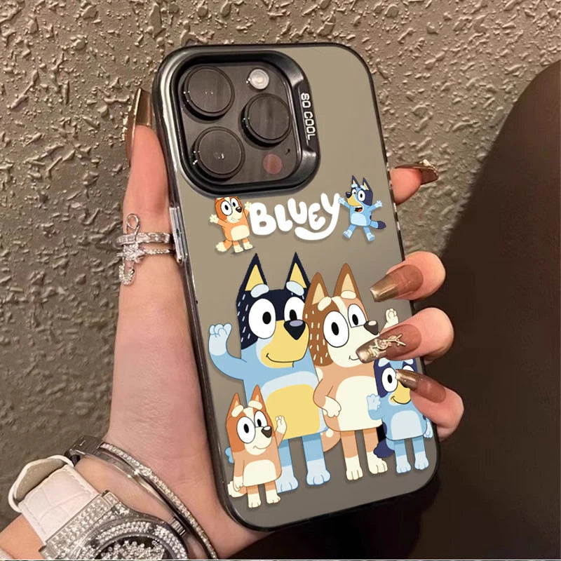 Cartoon Dog B-Blueys Matte Case for iPhone 14 16 15 13 12 11 Pro Max XS X XR 8 7 Plus SE 2020 Plating Hard Protective Back Cover
