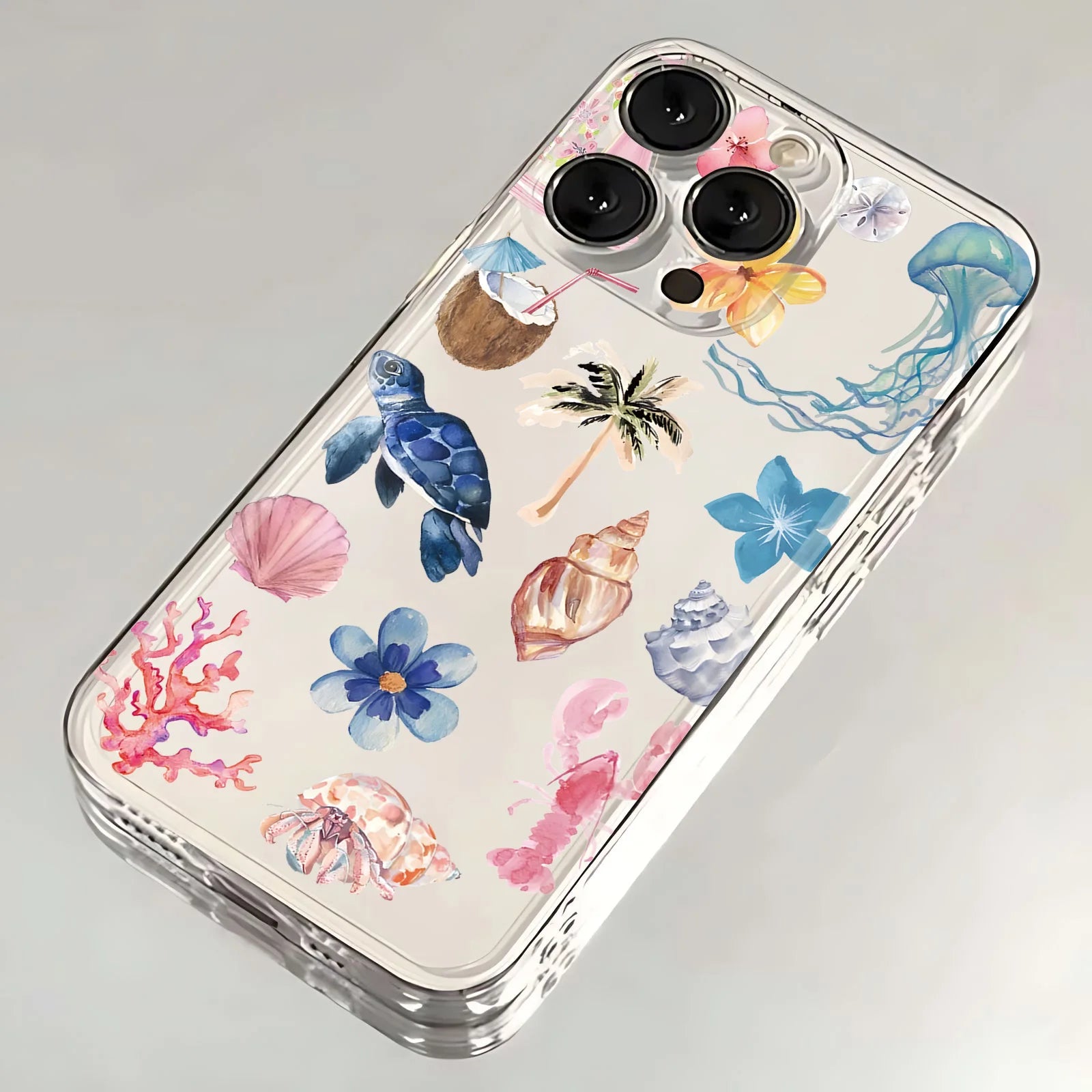 Marine Animals Depiction Phone Case for Oppo Reno12 Reno11 Reno10 Reno8 Reno7 Reno6 Reno5 Pro Plus 4G 5G Transparent TPU Cover