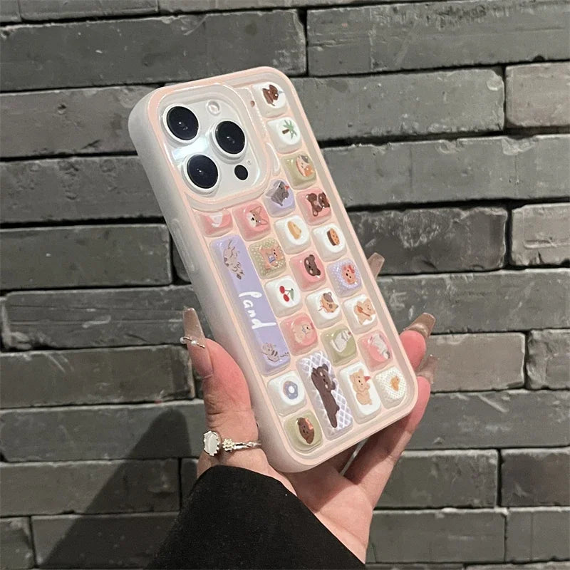 Sweet Lovely Kitten Puppy Case Compatible for IPhone 16 13 14 15 11 12 Pro Max 16 15 13 12 Pro 3D Keyboard Soft Cover