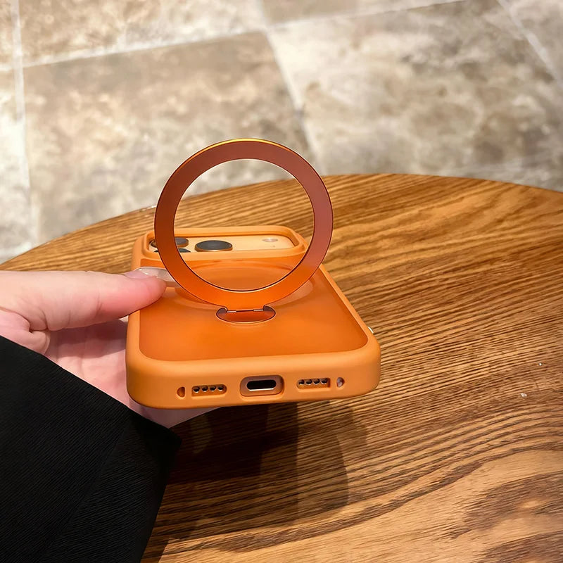 For Magsafe Metal Car Holder Ring Phone Case For iPhone 17 Pro Max 17 Air 16 Plus 15 Pro 14 13 12 11 Magnetic Bumper Cases Cover