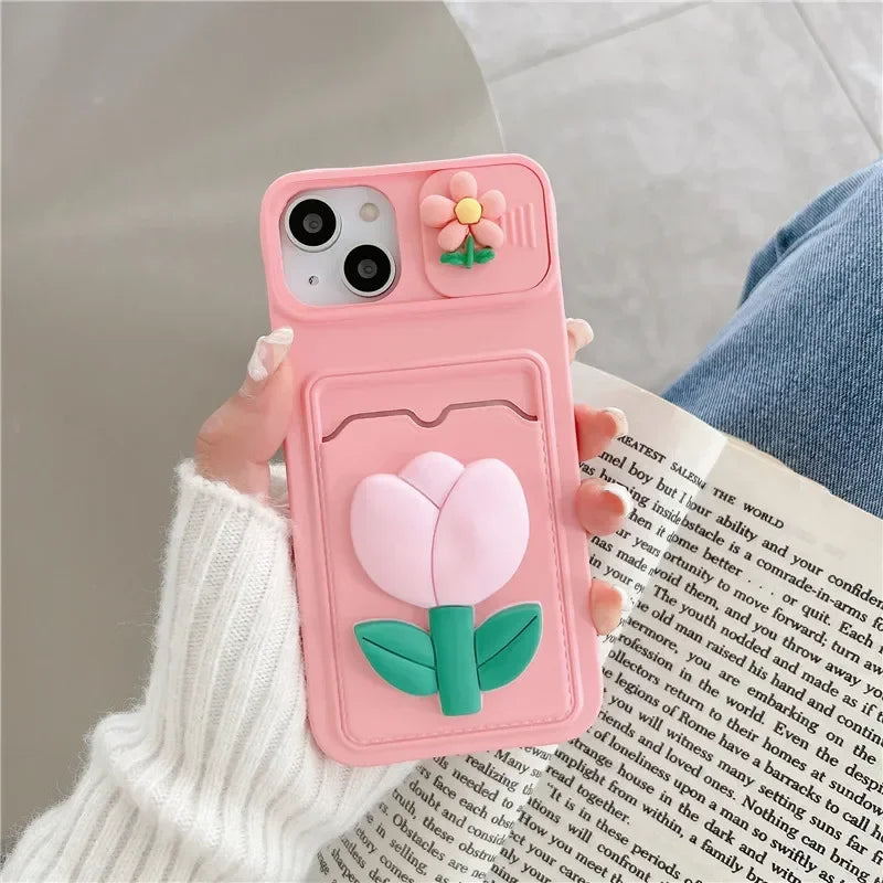 Simple Love Silicone Wallet Card Case For iPhone 15 14 13 12 11 Pro Max 7 8 Plus Case