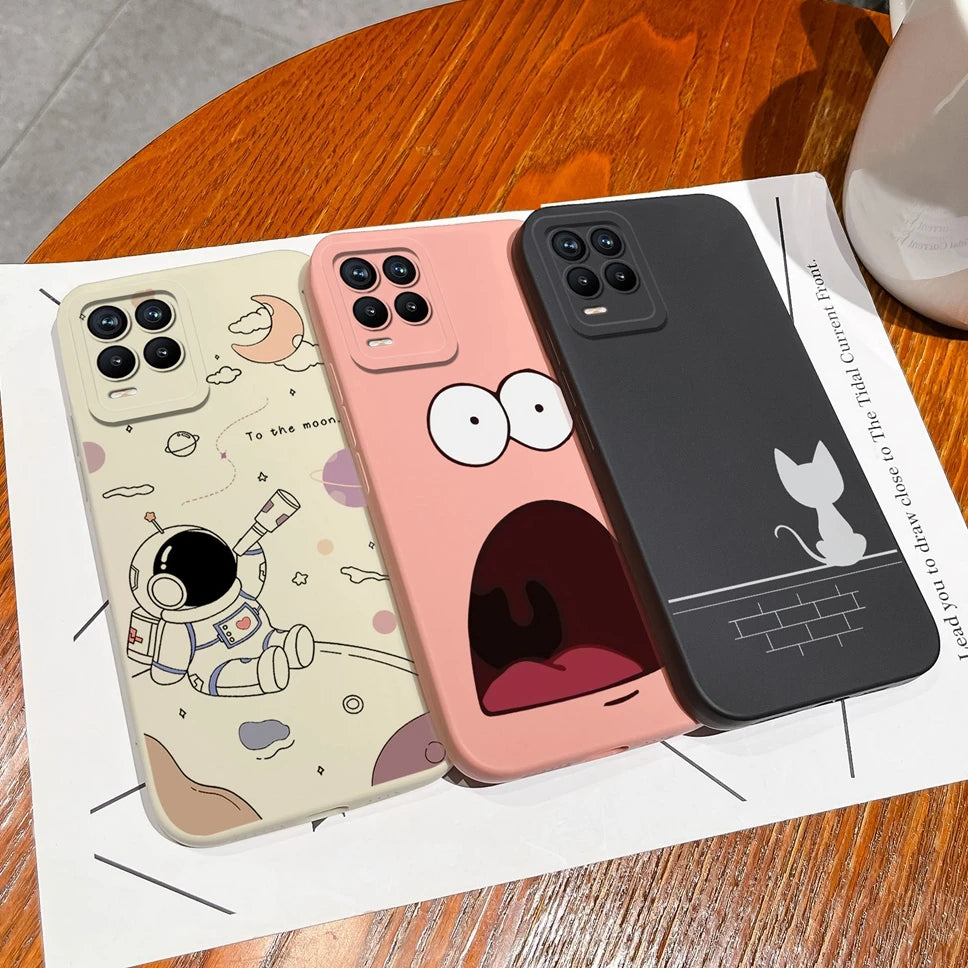 Cases For Realme 8 Pro 4G Shell Lovely Cartoon Astronaut Pattern Soft Liquid Silicone Phone Covers For Realme8 8Pro Fundas Coque