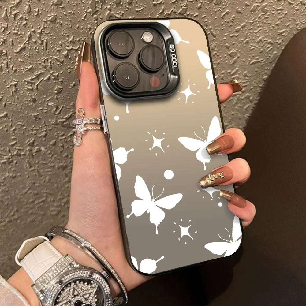 Case For Vivo V25 V25E X80 Lite Luxury Matte Silver IMD Phone Funda For Vivo V25E X80Lite Fashion Butterfly Color Soft Cover