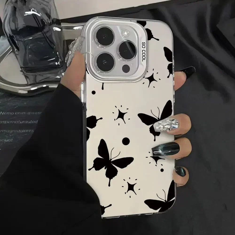 Case For Vivo V25 V25E X80 Lite Luxury Matte Silver IMD Phone Funda For Vivo V25E X80Lite Fashion Butterfly Color Soft Cover