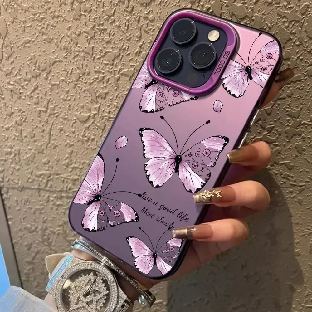 For Samsung Galaxy A06 A16 Case Luxury Fashion Butterfly Silver IMD Phone Case For Samsung A06 A16 Matte Color Cover Funda