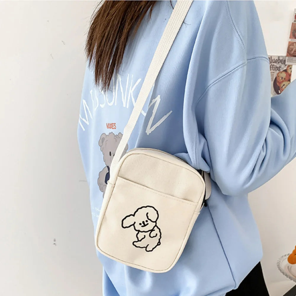 Canvas Bag Ins Japanese Harajuku Cute Cat Bag Ulzzang Girl Messenger Bag