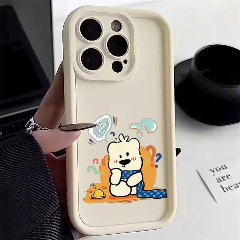 Cute Cartoon Bear Case for Samsung Galaxy S25 S23 S22 S24 Ultra Plus S21 FE A54 A53 A52 A52S A16 A15 A35 A55 A34 A33 A32 Cover