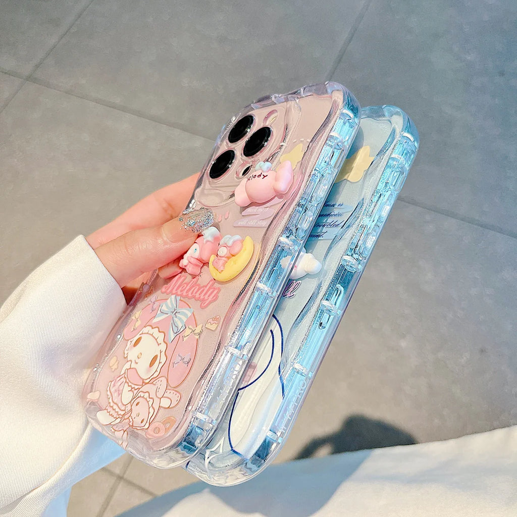 For OPPO A40 A80 A59 A79 A15 A16 A17 A18 A38 A58 A78 A54 A74 A94 A53 A57S Cute Melody Cinnamoroll Cartoon Soft Wave Phone Case