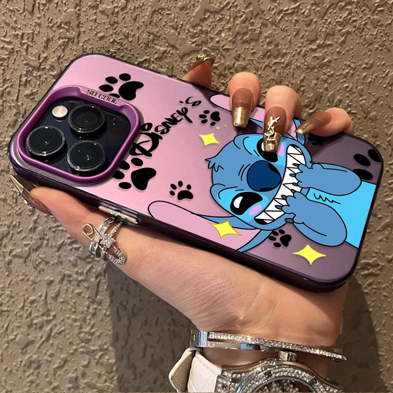 Plating Hard Phone Case for Xiaomi Redmi Note 13 12 11 Pro Plus 4G 5G 12S 11S 10S 10 9 9S 8 12C 13C A3 Disney Stitch Love Cover