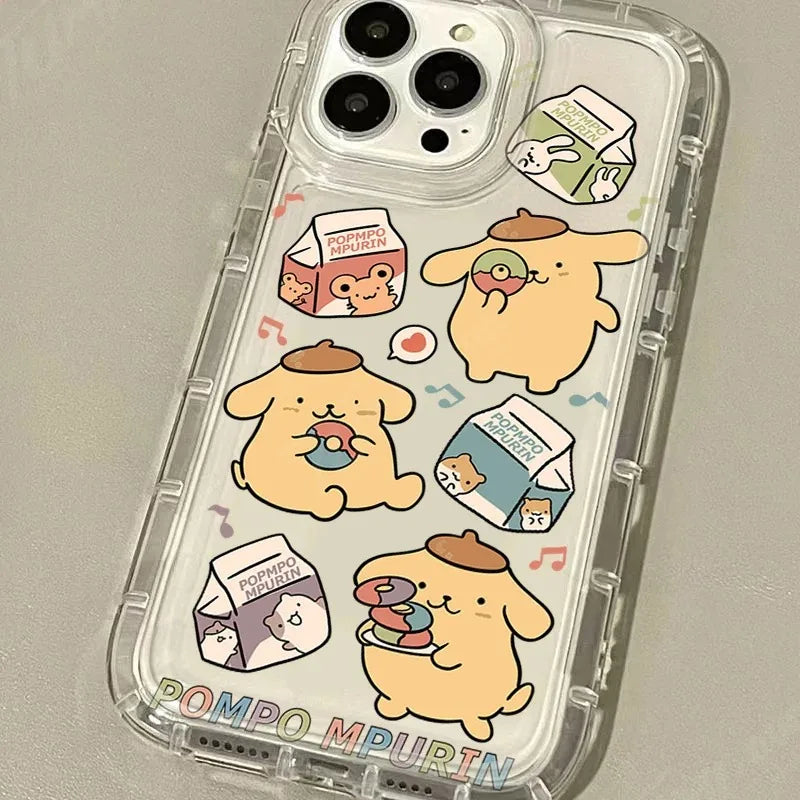 Saniro Pom Purin Case For iPhone 16 15 14 13 12 11 Pro Max 16E XR XS X 8 7 Plus SE 2020 Printing Clear Silicone Protective Cover