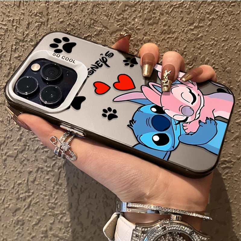 Plating Hard Phone Case for Xiaomi Redmi Note 13 12 11 Pro Plus 4G 5G 12S 11S 10S 10 9 9S 8 12C 13C A3 Disney Stitch Love Cover