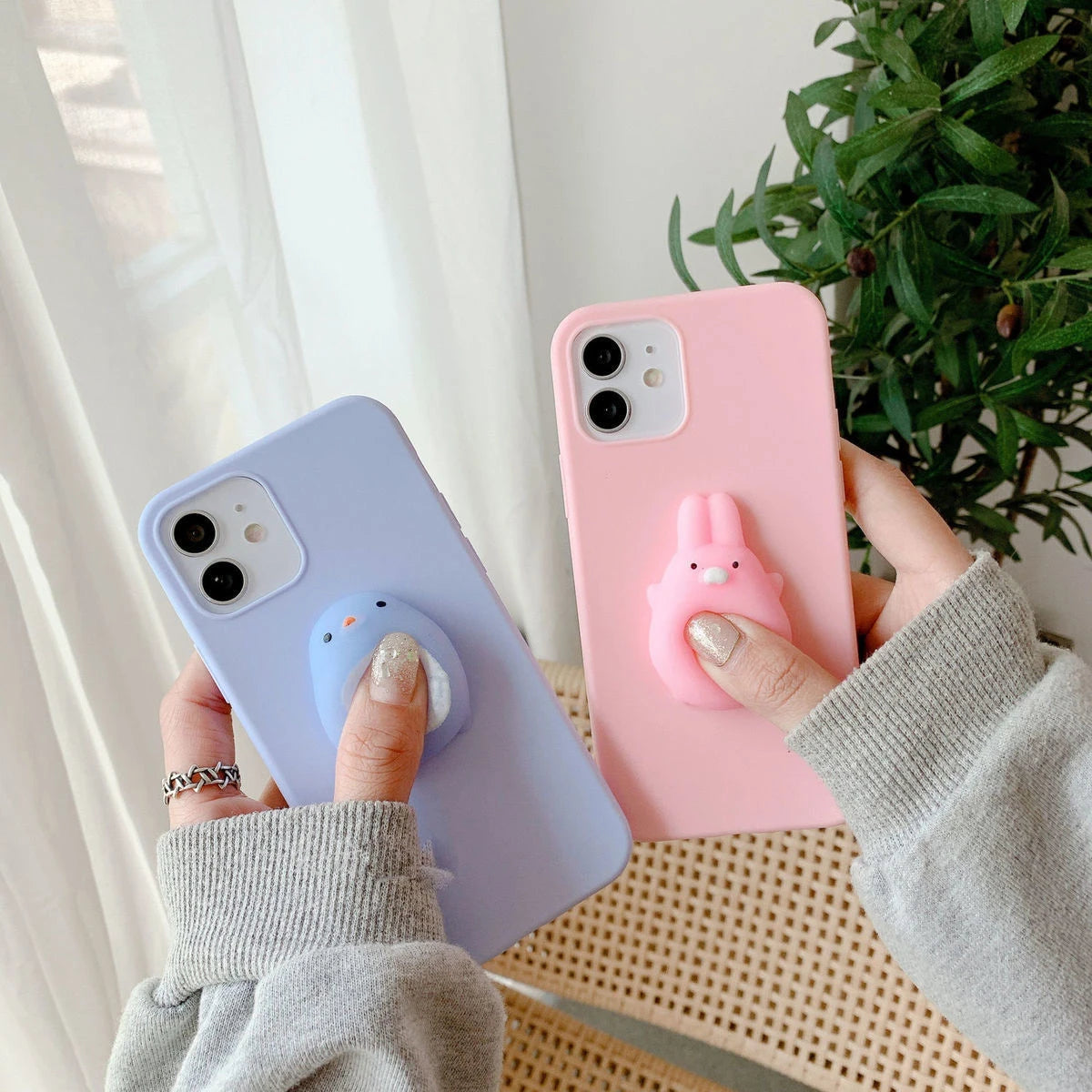 3D Squishy Toys Chick Cat Case For Apple iPhone 15 14 Plus 12 13 mini 11 Pro Max SE 2020 SE 3 Animals TPU Cover Soft Cases