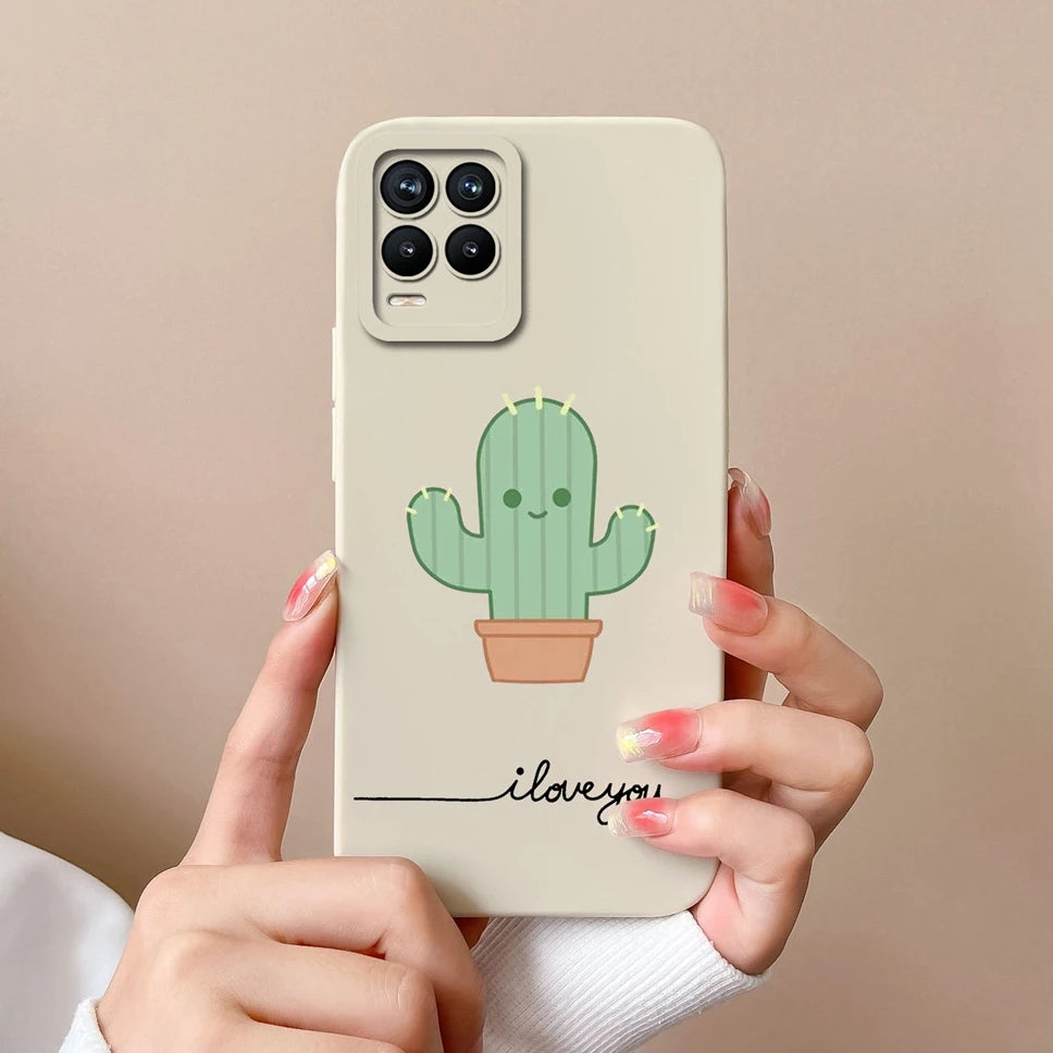 Cases For Realme 8 Pro 4G Shell Lovely Cartoon Astronaut Pattern Soft Liquid Silicone Phone Covers For Realme8 8Pro Fundas Coque