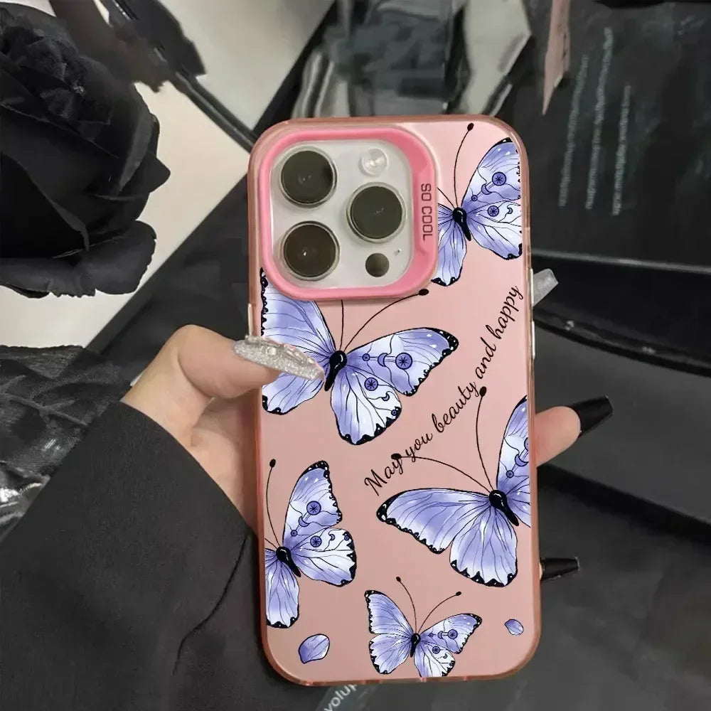 For Samsung Galaxy A06 A16 Case Luxury Fashion Butterfly Silver IMD Phone Case For Samsung A06 A16 Matte Color Cover Funda
