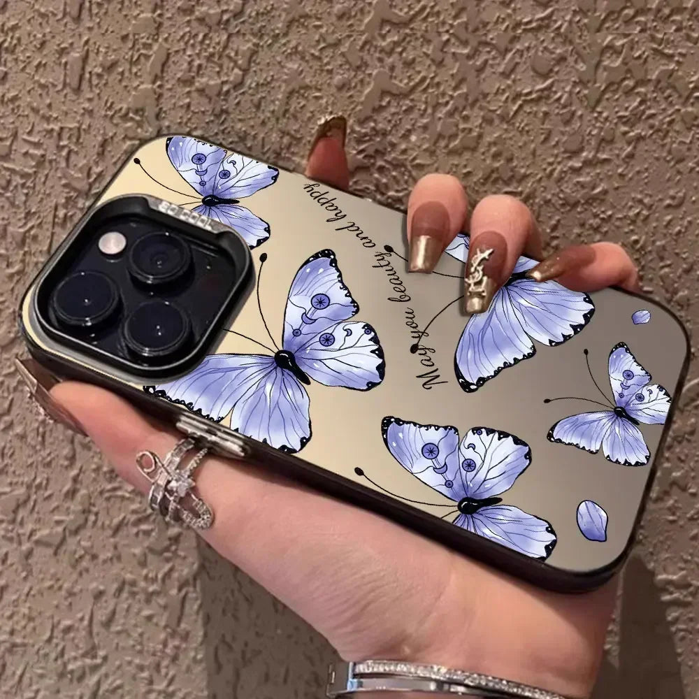 Case For Vivo V25 V25E X80 Lite Luxury Matte Silver IMD Phone Funda For Vivo V25E X80Lite Fashion Butterfly Color Soft Cover