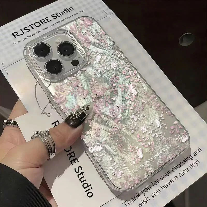 Small Flower Shockproof Hard Case for Xiaomi 14T Pro Protective Cover for Xiaomi 11 Lite 13T 13TPro Chiffon Texture Capa Fundas
