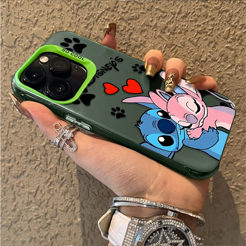 Plating Hard Phone Case for Xiaomi Redmi Note 13 12 11 Pro Plus 4G 5G 12S 11S 10S 10 9 9S 8 12C 13C A3 Disney Stitch Love Cover