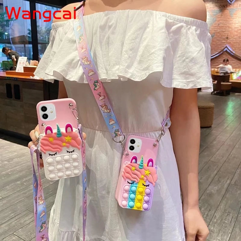 Coin Purses Pop Unicorn Case For Xiaomi Redmi Note 11 10 9 Pro Max 10S 9S 8 7 6 Pro 9T 8T 9A 9C 8A 7A Unicorn Bubble Wallet Case