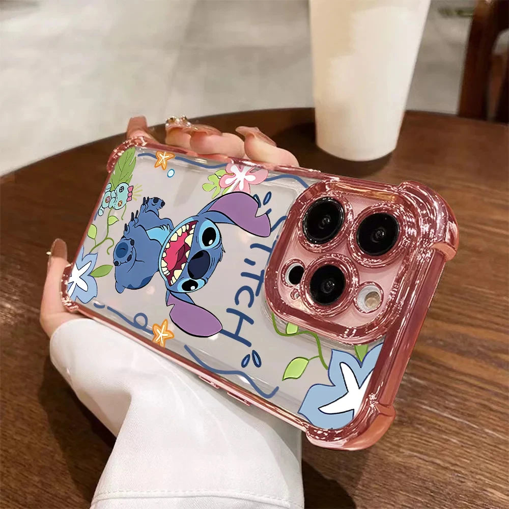 Dance Angel Stitch Phone Case for iPhone 16 Pro Max 15 Plus 14 Pro 13 Mini 12 11 XS XR 7 8 SE 16E Shockproof Clear Armor Capa
