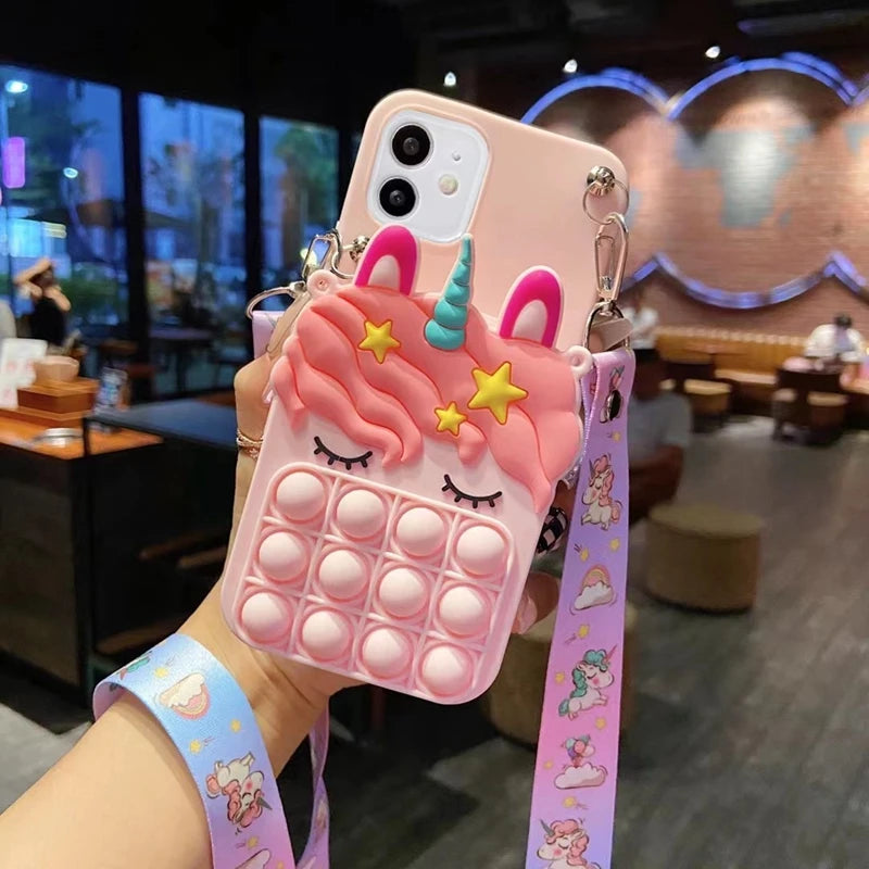 Coin Purses Pop Unicorn Case For Xiaomi Redmi Note 11 10 9 Pro Max 10S 9S 8 7 6 Pro 9T 8T 9A 9C 8A 7A Unicorn Bubble Wallet Case