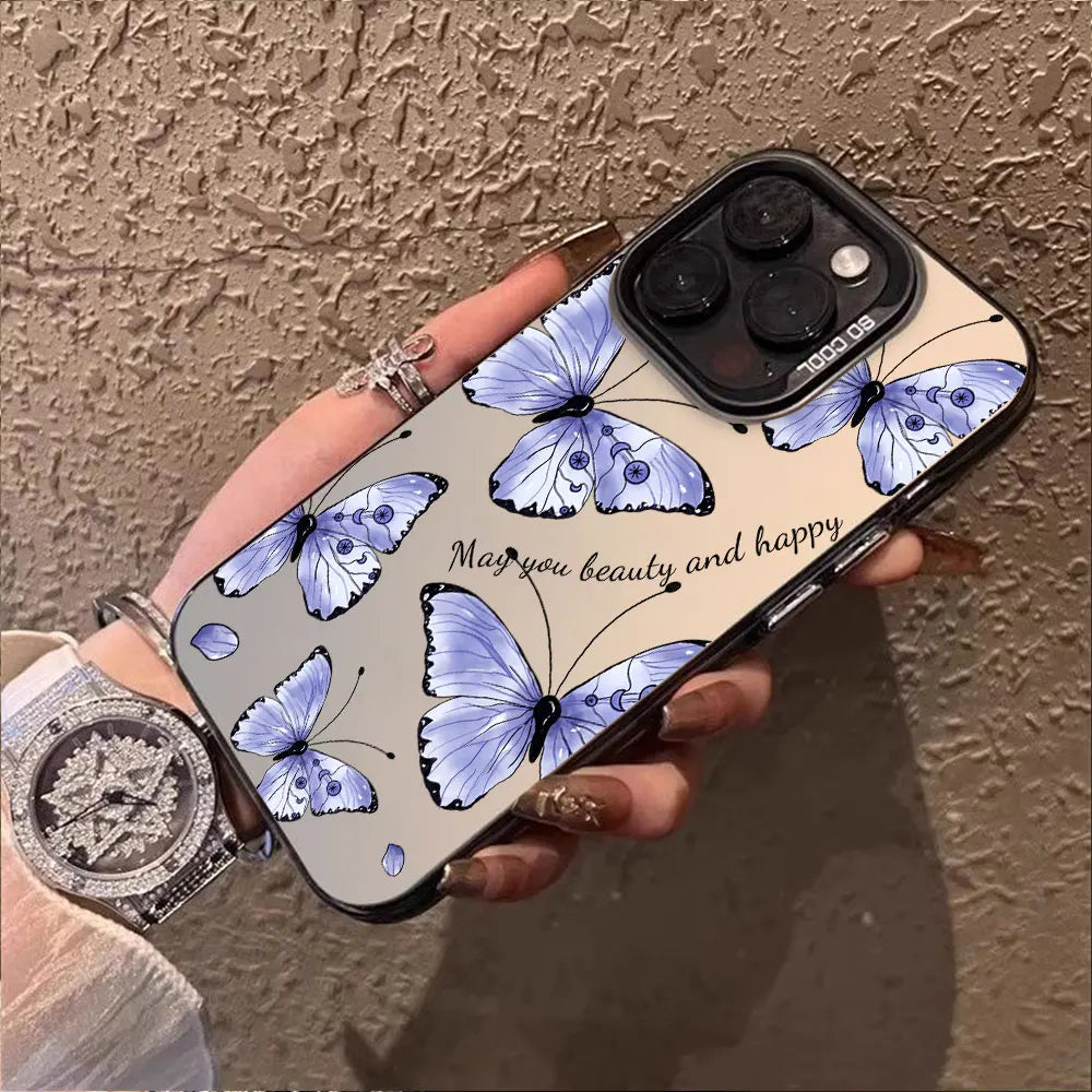 For Samsung Galaxy A06 A16 Case Luxury Fashion Butterfly Silver IMD Phone Case For Samsung A06 A16 Matte Color Cover Funda