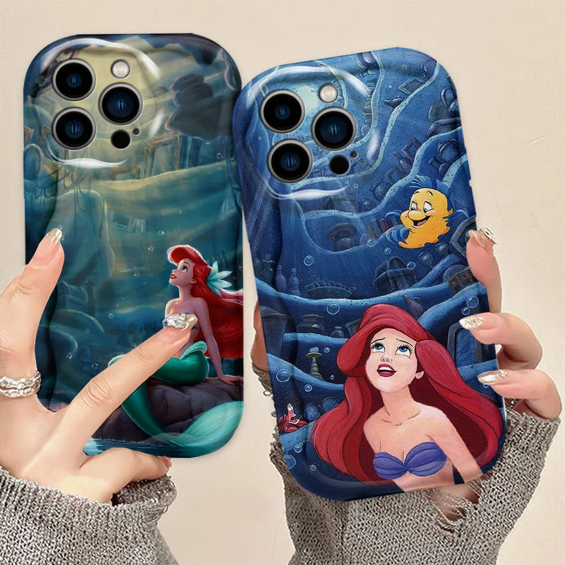 The Little Mermaid Cover For Apple iPhone 15 14 13 12 11 Pro X XR XS Max Plus 8 7 Plus SE Wave Oil Phone Case