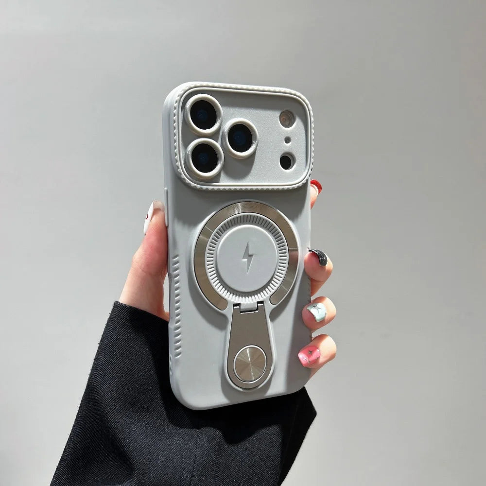 for Magsafe Wireless Charge Lightning Logo Phone Case For iPhone 17 Air 16 15 14 Plus 13 12 Pro Max 11 Hidden Bracket Soft Cover