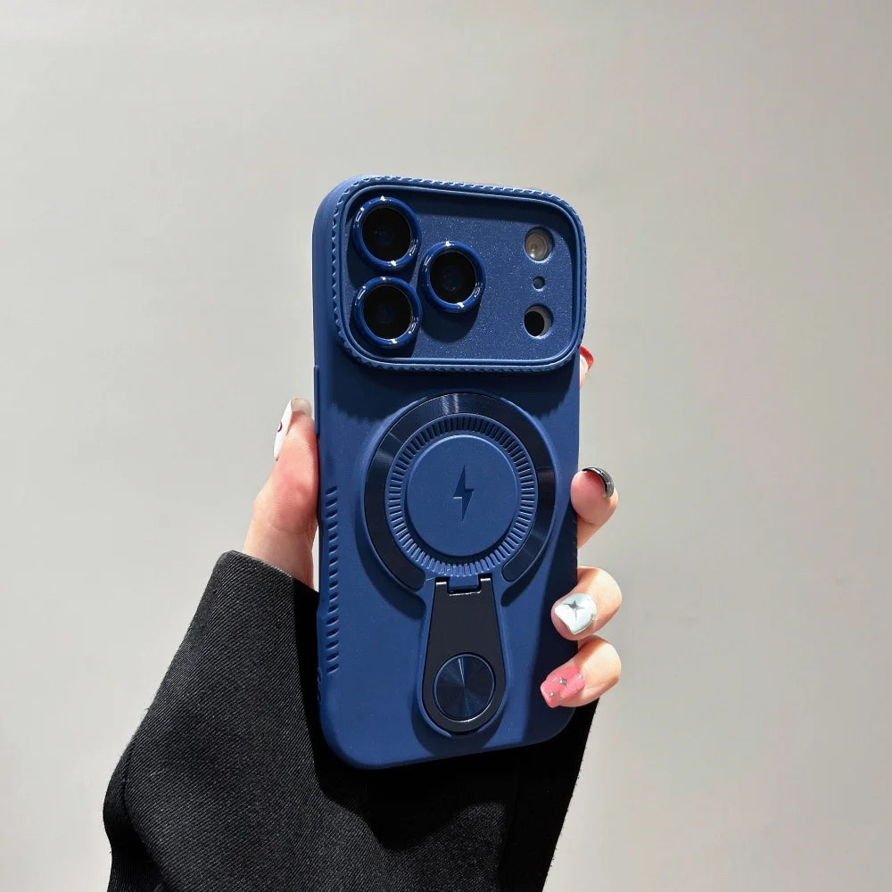 for Magsafe Wireless Charge Lightning Logo Phone Case For iPhone 17 Air 16 15 14 Plus 13 12 Pro Max 11 Hidden Bracket Soft Cover