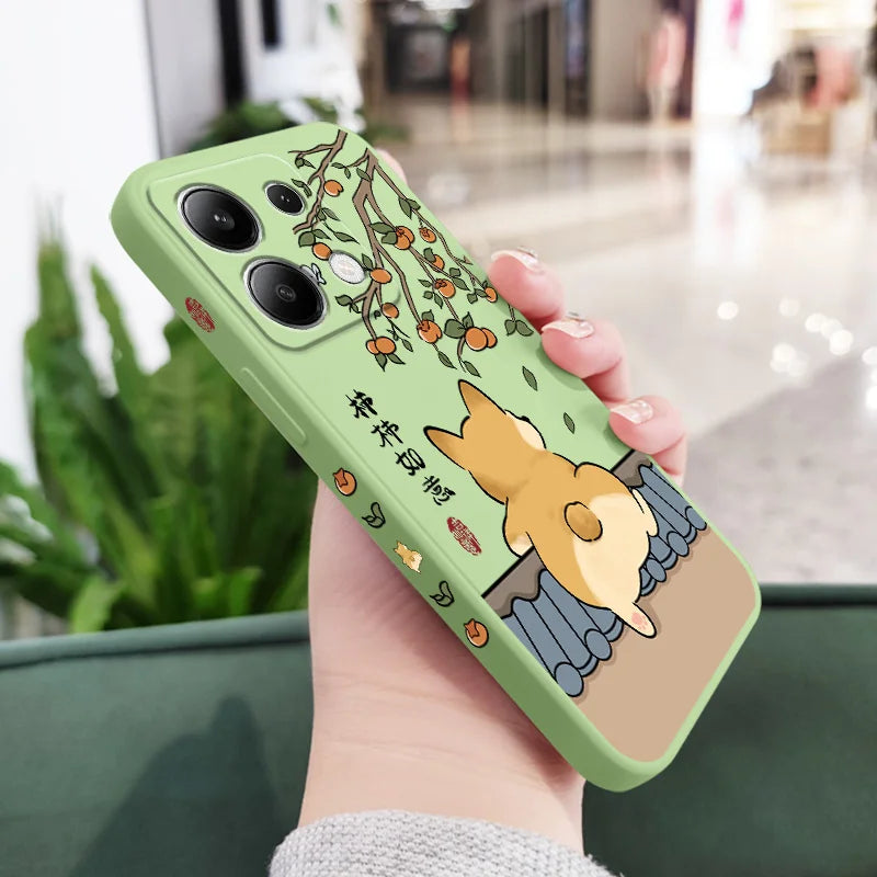 Cute Lively Cat Phone Case For Xiaomi Redmi Note 14 13 12 12S 11 11S 10 10S 9 9S Pro Plus 4G 5G Liquid Silicone Cover