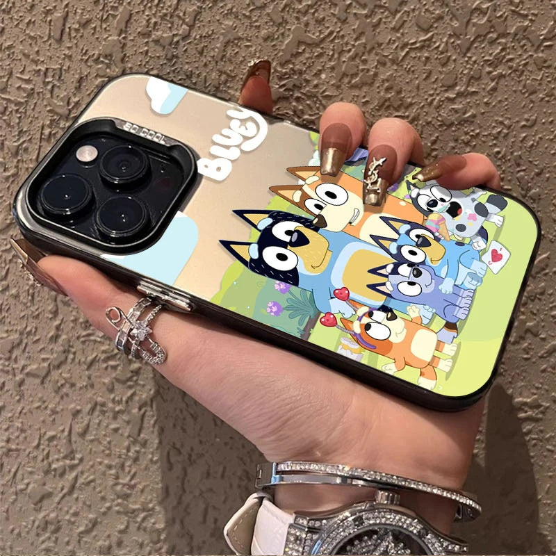 Cartoon Dog B-Blueys Matte Case for iPhone 14 16 15 13 12 11 Pro Max XS X XR 8 7 Plus SE 2020 Plating Hard Protective Back Cover