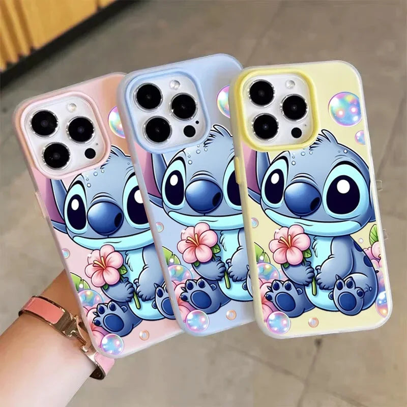 Bubble Flower Stitch Phone Case For IPhone 17 16 15 14 13 12 11 Pro Max Plus Air Casing Color Jelly Silicone Bumper 2 In 1 Cover