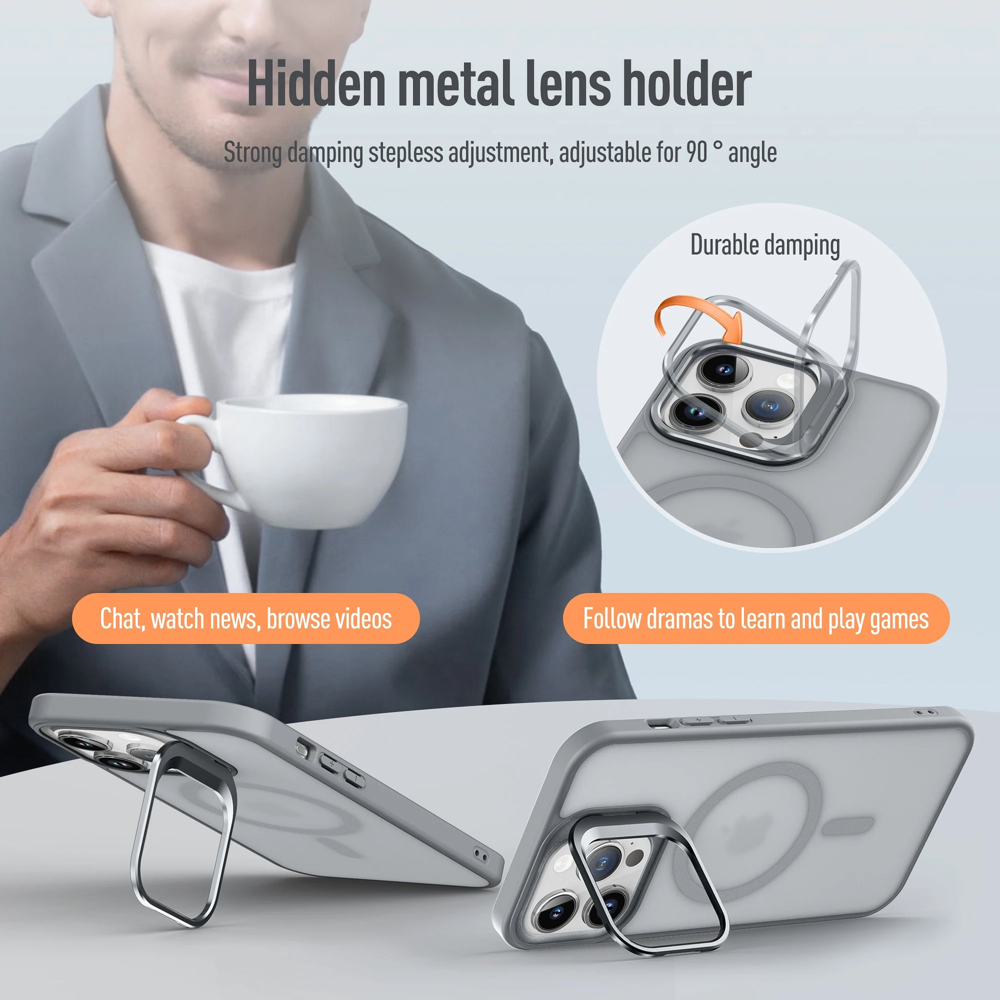 Metal Lens Stand Magnetic For Magsafe Case For iPhone 17 Air 16 15 14 13 12 Mini 11 Pro Max Plus Matte Wireless Charge Cover