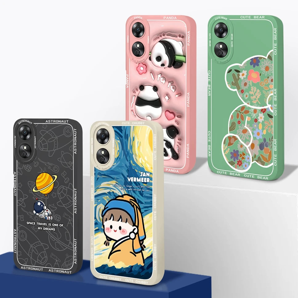 Phone Case For Oppo A17 A17K K 4G Pretty Flowers Smooth Liquid Silicone Back Cover For OppoA17K Oppo A 17 K Fundas Shell Coque