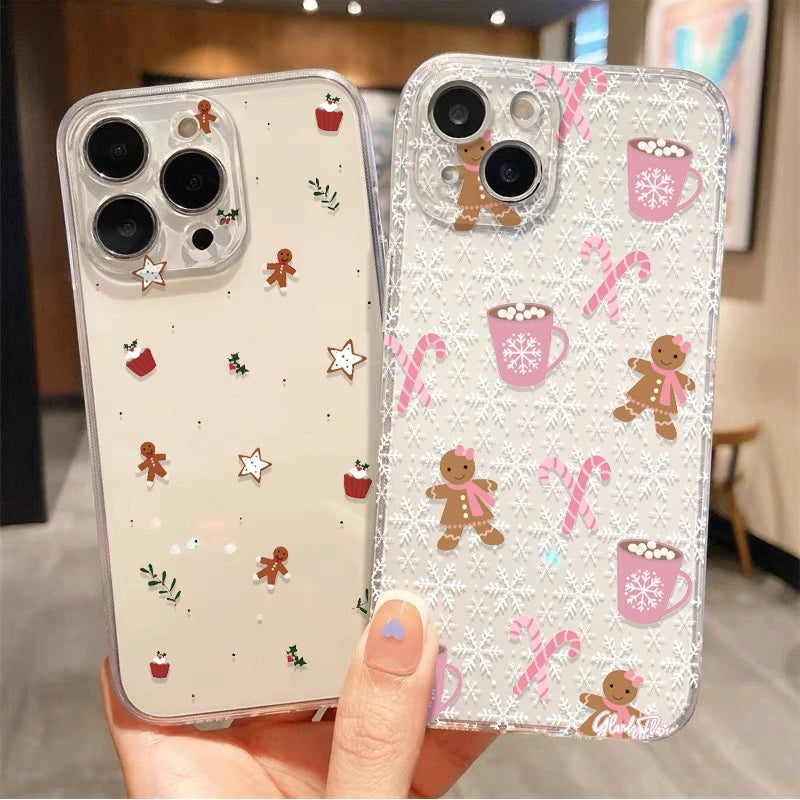 Phone Case For Realme C63 C65 C61 C55 C53 C75 14 13 12 11 10 9 Pro Plus 5G 9i 8i 8 With Christmas Elements Gingerbread Man Cover