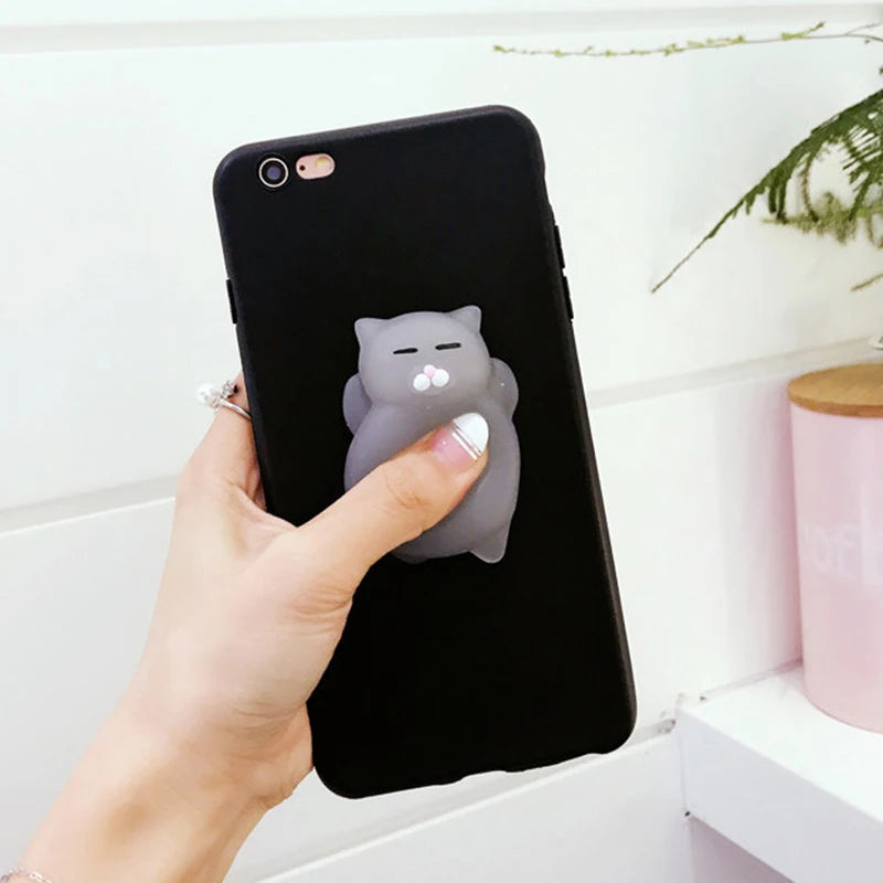 3D Squishy Toys Chick Cat Case For Apple iPhone 15 14 Plus 12 13 mini 11 Pro Max SE 2020 SE 3 Animals TPU Cover Soft Cases