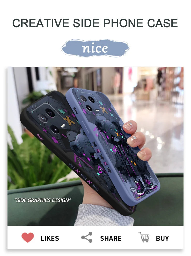Mysterious Bear Phone Case For Xiaomi Mi 15 14 14T 13 13T 12 12X 12T 12S 11 11T 10 10T 9 9T Pro Lite Liquid Silicone Cover