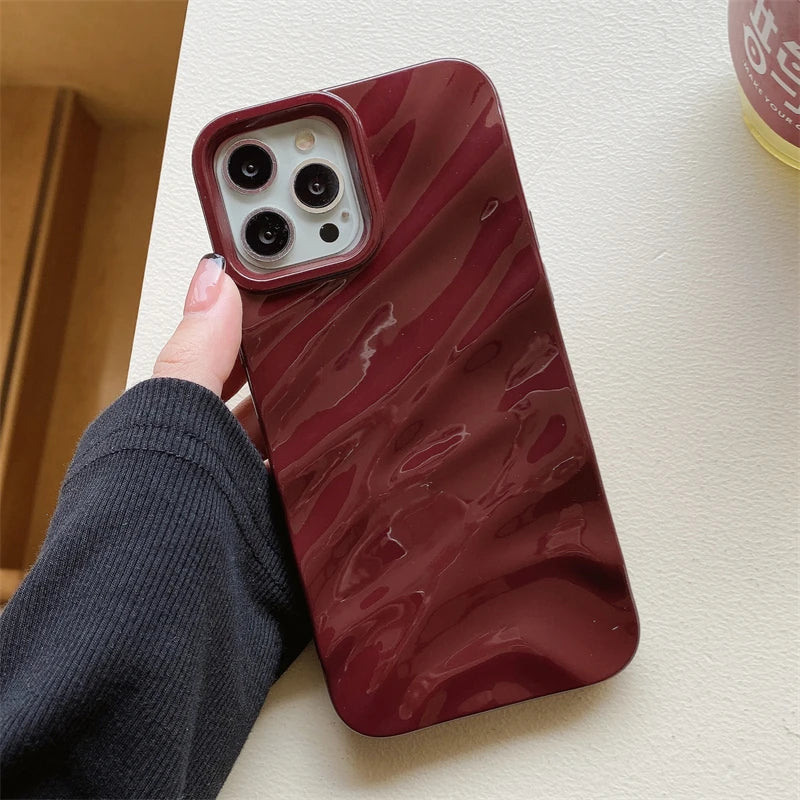 Luxury Plating 3D Wavy Texture Soft Phone Case For iPhone 16 15 14 Plus 13 12 11 Pro XS Max XR Protection Bumper Shockproof Capa