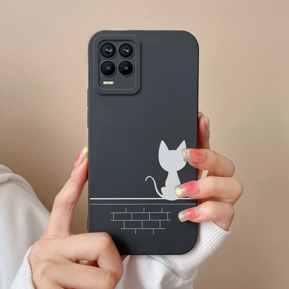 Cases For Realme 8 Pro 4G Shell Lovely Cartoon Astronaut Pattern Soft Liquid Silicone Phone Covers For Realme8 8Pro Fundas Coque