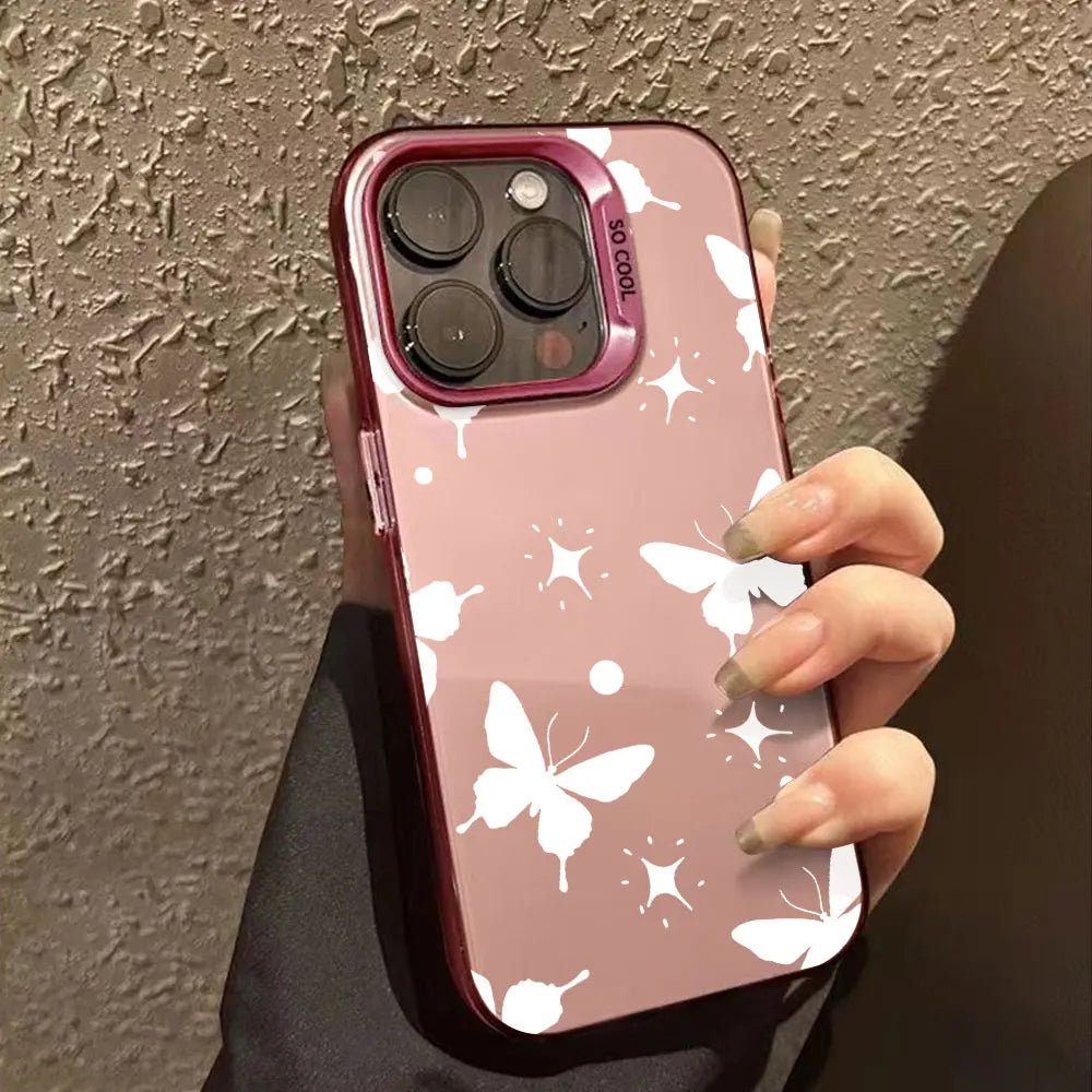 Case For Vivo V25 V25E X80 Lite Luxury Matte Silver IMD Phone Funda For Vivo V25E X80Lite Fashion Butterfly Color Soft Cover