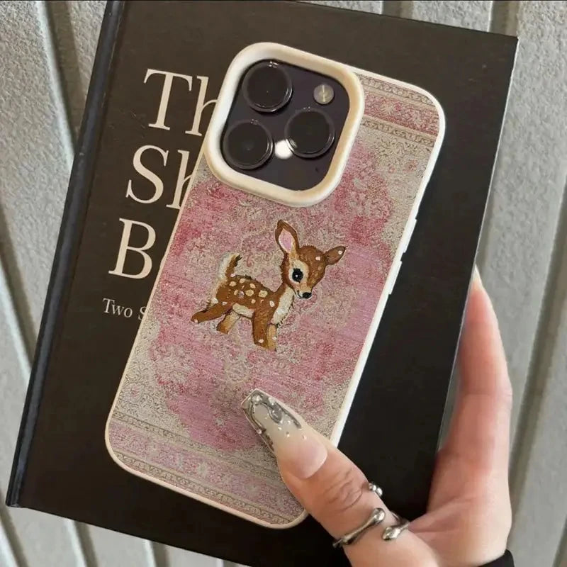 Vintage Flower Deer For IPhone 16 Phone Cases For IPhone 11 12 13 14  Plus 15 16 17 Air Pro Max Soft Cover Case Funda Bumber