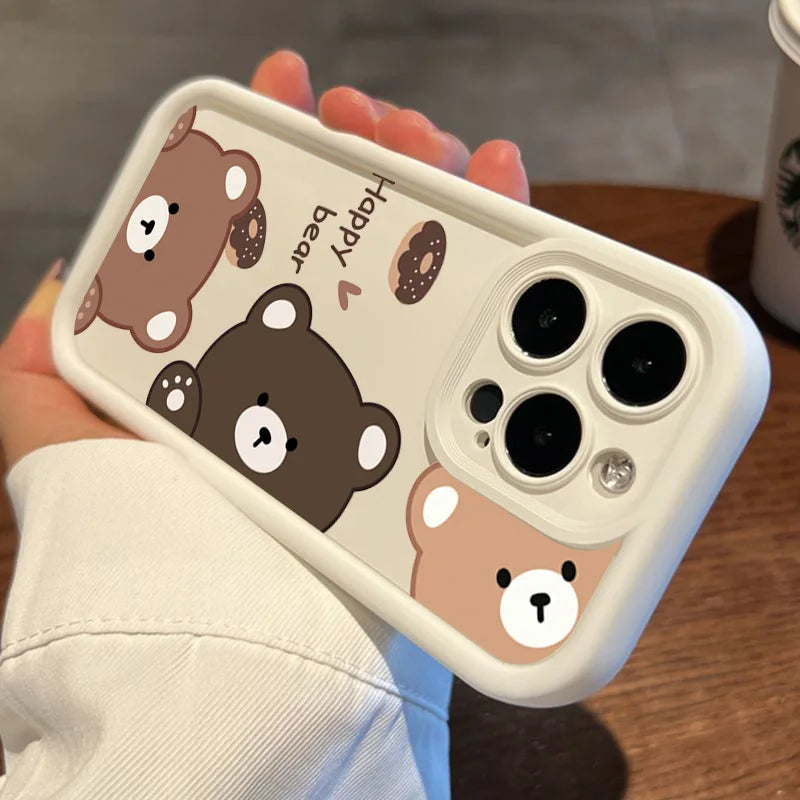 Cute Cartoon Bear Case for Samsung Galaxy S25 S23 S22 S24 Ultra Plus S21 FE A54 A53 A52 A52S A16 A15 A35 A55 A34 A33 A32 Cover